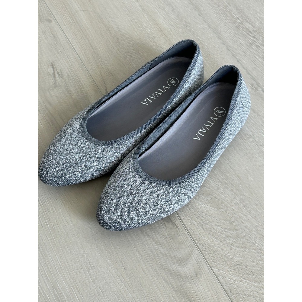 VIVAIA Addriane Pointed Toe Bow Flats US 7 EU 38 Metallic Gray removable ribbons